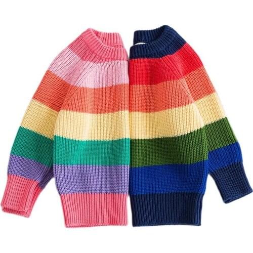 Rainbow Baby Girl Sweater Knitted Striped Sweaters pineapple Outfit Christmas Boy Winter Thick Clothes Fall Kids Cotton Pullower