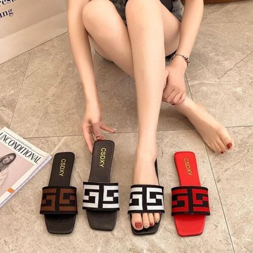 Women Slippers summer s letter rhinestone slippers one word female slippers flat bottom ladies slippers Plus large size 42