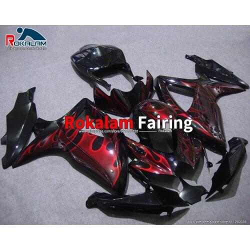 Body Kit For Suzuki K8 GSXR600 GSXR750 2008 2010 GSX-R600 09 GSX-R750 08 10 Black Red Motorbike Fairings (Injection Molding)