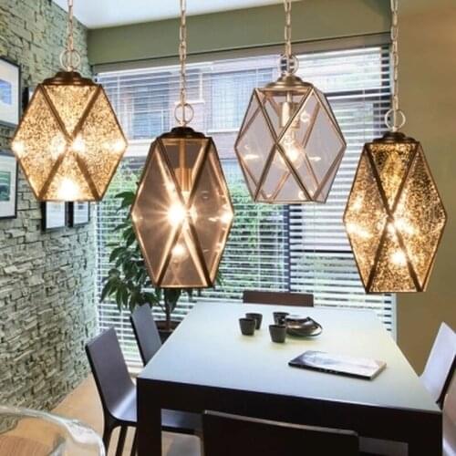 Vintage Brass and Glass Pendant light Spot Glass Clear Glass