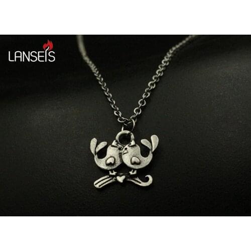 Lanseis 1pcs cute animal necklace pendant women little bird pendant