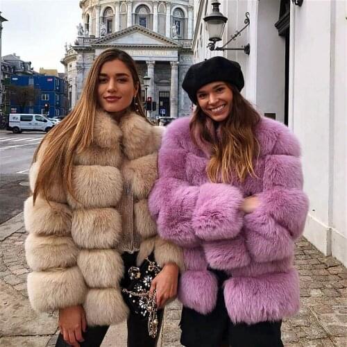 Winter Real Fox Fur Coats Women Warm Natural Color Fox Fur Jacket Female Thick Fox Fur Overcoat Clothing