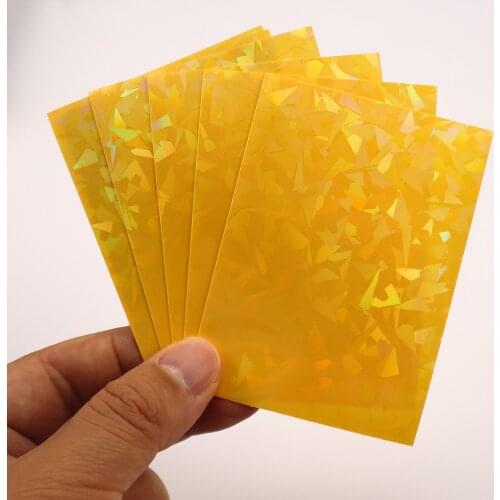 100 PCS/LOT 66x91 Yellow Broken Gemstone Glass Laser High End Film Holographic Korea Idol Photo Cards Shield Cover Guard Sleeves