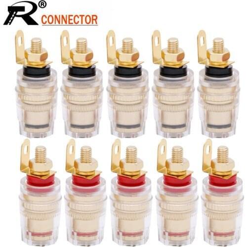 100pcs/lot Gold Plated 4MM Banana Plug Jack Terminal Banana Jack Socket Binding Post for Speaker Plug 50Pairs Red+Black