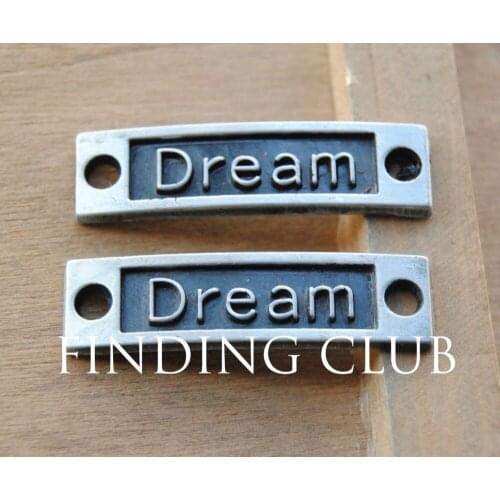 15pcs 6x27mm Black Letter "Dream" Connector Link Charms DIY Metal Bracelet Necklace Jewelry Findings A214
