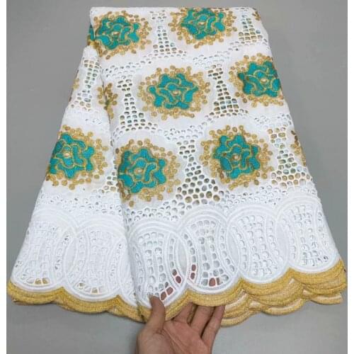 2021 Newest Fashion Design Nigeria Big Party Material of 100% Cotton Material in Black and Blue Bright Color Swiss Voile