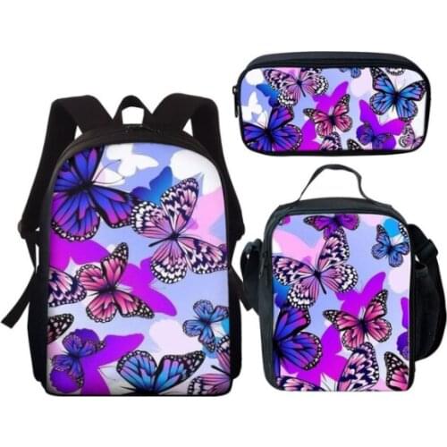3 Pieces Kids Schoolbag Children Cat Colorful Printed Bolso Hombre Mens Bag For Boys Girls Back to School Set