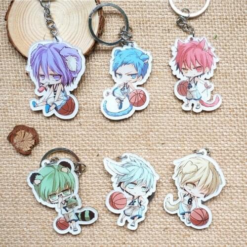 6pcs/set Anime KeychianKuroko no Basket Figures Kuroko Tetsuya,Kagami Taiga,Kise Ryouta Rabbit Ear Cosplay Keyring Portachiavi