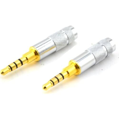 10Pcs/lots 3.5mm Audio Plug, 3 Rings Gold-Plated 4 Pole plug,DIY Headphone Plug