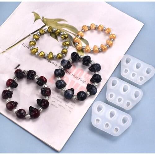 Skull Head Bracelet Beads Silicone Mould Crystal Epoxy Resin Mold DIY Craft Tool 1XCA