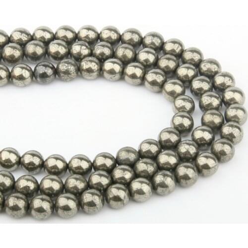 Natural Stone Beads Pyrite Stone 4/6/8/10/12mm Fashion Jewelry Loose Beads for Jewelry Making Necklace DIY Bracelet