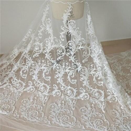 Embroidery decorative fabric lace ivory lace for dress DIY
