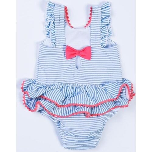 Julysand Swimwear Baby Girl Striped Bowknot Decorated Soft Skin Care Childrens Bathing Suit One-Piece Swimsuit for Kids