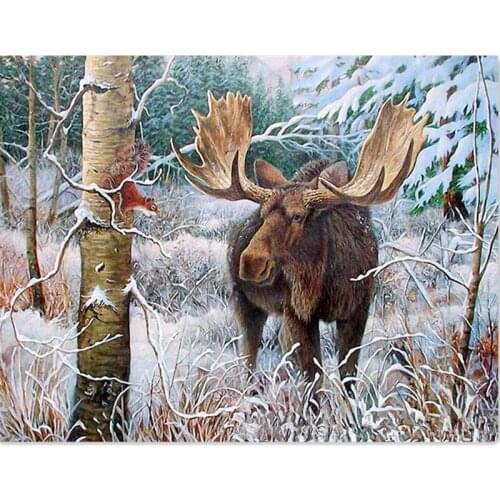 DIY Diamond Embroidery Elk Deer Snow 5D Diamond Mosaic Pattern Full Square Diamond Painting Cross Stitch Kits Home Decoration