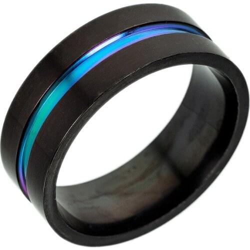 European and American male ring black color titanium steel ring two-color frosted stainless steel factory direct sales