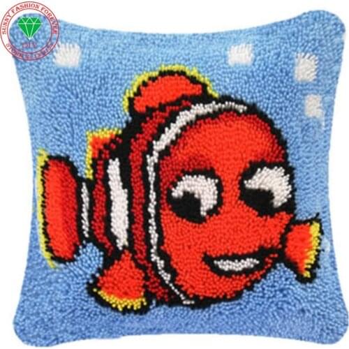 Fish Picture Diy Needlework pillowcase embroidery Handmade carpet sets embroidery stitch thread Stitch Threads embroidery Carpet