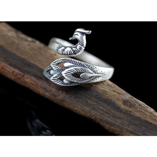 Big Peacock Rings For Women Lady Men Antique Knuckle Rings Boho Jewelry Anillos