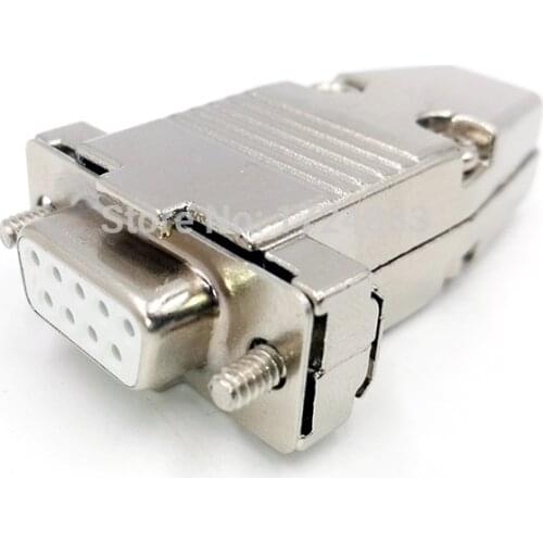 DB9 Metal connector adapter RS232 serial D Sub plug COM gold plated brass contactor 9 pin hole 2 row port socket female Male