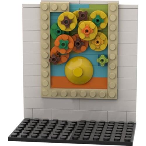 MOC Art Painting Famous Sunflower Flower Pixel Painting Building Block Model Fashion Home Wall Decoration DIY Toy Splicing Gift
