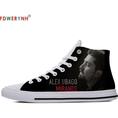 Mens Casual Shoes White Alex Ubago Customized Printed Men High-top Canvas Shoes Breathable Casual Lace-up Shoes