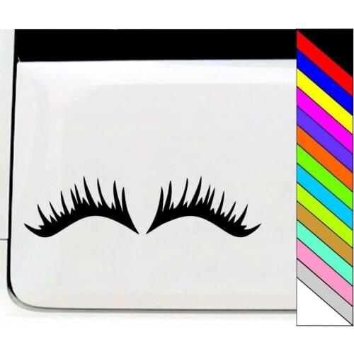 Set of Two 'Eyelashes' Funny Novelty Vinyl Girly Stickers/Decals Waterproof Window Bumper Decor 20x5.2cm