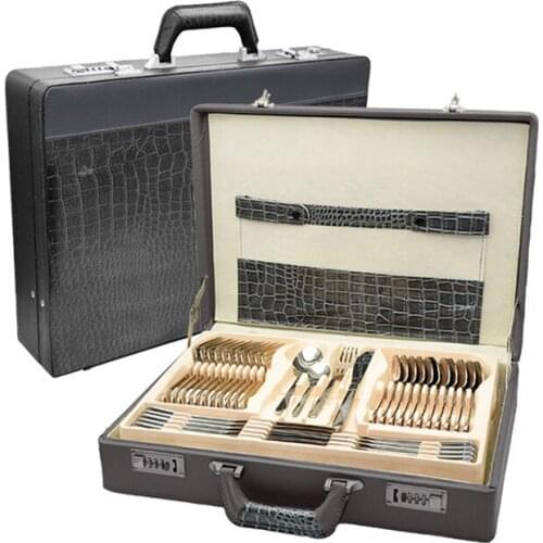 72 Piece Stainless Steel Tableware Set Knife Fork Spoon Dinnerware Set Zero Waste Kitchen Flatware Set Suitcase Packaging Gift