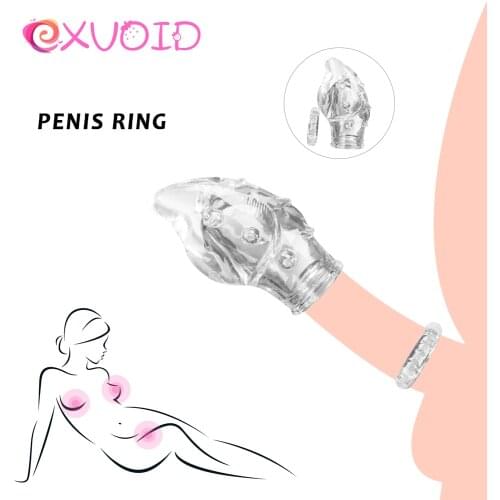 EXVOID Glans Penis Cover Delay Ejaculation Condom Cock Ring Silicone Sex Toys for Couples Penis Extender Ring Sex Shop