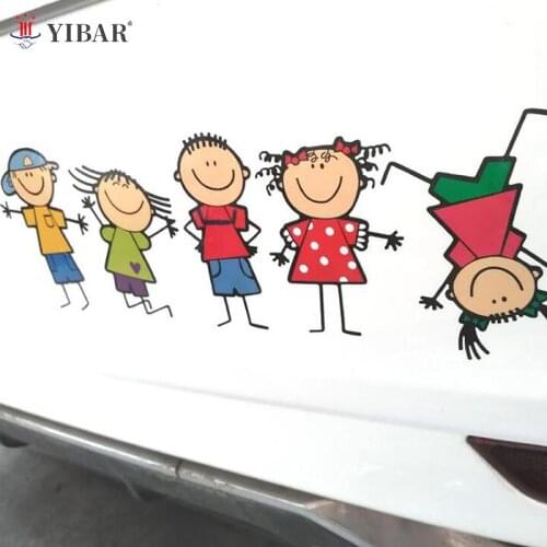 1 Pcs Cartoon Children Boy Girl Car Sticker Window Body Decal Funny Cute Family Kids Sticker Car Styling
