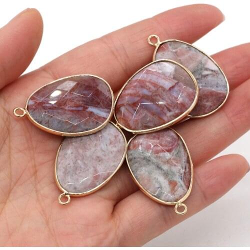 Natural Semi Precious Stone Pendant Section Droplet Shape Making Necklaces Bracelets And Earrings For DIY 23x34mm