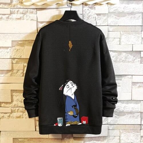 2020 nuevo primavera gato Sudadera estampada moda hip hop para hombres japoneses sudadera Sudadera Hombre marca de Streetwear M