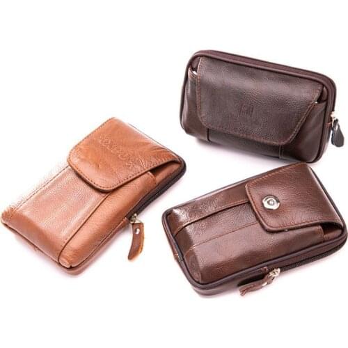 2020 New Popular Mens 6-Size Running Bag Leather Belt Multi-Function Leather Phone Bag Spot Wholesale