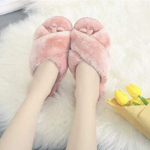 2020 Autumn Winter New Women Slippers Indoor Shoes Winter Soft Home Slippers Plush Warm Non-slip Fur Shoes Flat Casual Female