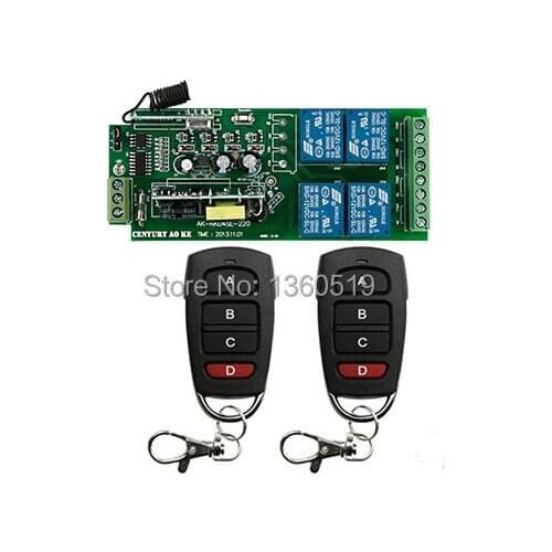 New AC85v~250V 110V 220V 230V 4CH Remote Control Switch Relay Output Radio Receiver Module and Waterproof Transmitter