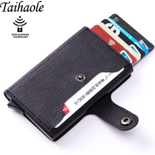 New Fashion Card Holder Hasp Wallet RFID Blocking Vintage Wallets Credit Card Pop-Up Security Card Case Slim Anti-theft ID Hold