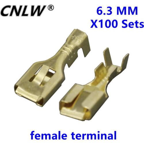 100 PCS 6.3mm Crimp Terminal Automobile connector terminals The Female Plug Terminal Copper