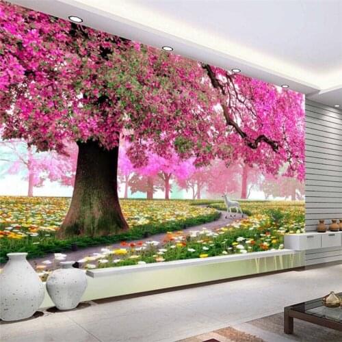 Beibehang Custom Wallpaper Simple Romantic Cherry Tree Sofa TV Background Stereo Mural Wall Cover 3d Home Decor photo wallpapers