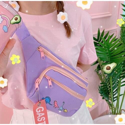 Lovely Waist Bag Fashion Canvas Waist Belt Bag Cross body Chest Bags Girl Travel Security Wallet Purse