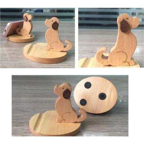 R3MD Animal Mobile Phone Stand Non-skid Wooden Creative Decor Excellent Holiday Gift for Colleagues Family Friends