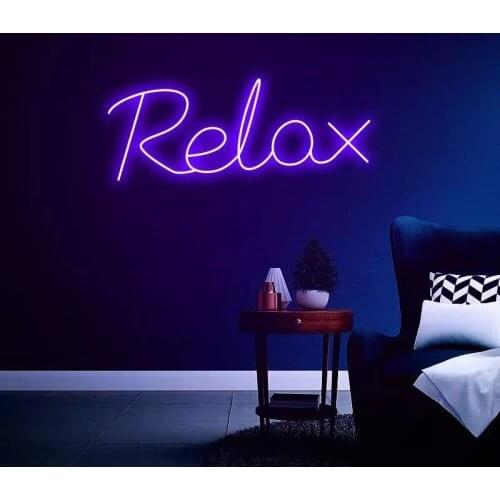 Relax Neon Sign Decorative Letters Led Logo Wall Art Holiday Party Clear Acrylic Led Light Sign Wall ArtAesthetic Home Room