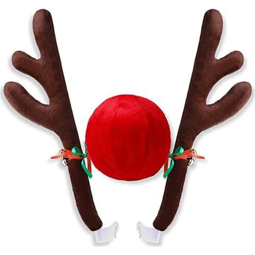Kongyide Christmas Car Rudolph Reindeer Antlers Decorations Xmas Decorations Auto Decoration Kit Car Decorations Universal d2