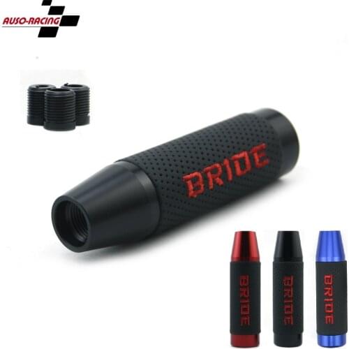 BRIDE Gear Shift Knob Aluminum Leather 13 CM JDM Universal Shifter Stick Racing Tuning Shifter Lever Head Black Red Blue