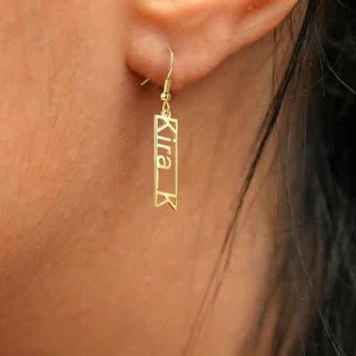 Personalized Custom Earing Stud Trinket Colgante Metal Name Letter Piercing Custom Lucky Charm Zodiac Not Fade Earing Pendientes