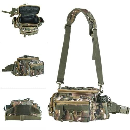 34x17x16cm Outdoor Camouflage Waist Shoulder Messenger Fishing Bag Fishing Reel Lure Photography Camera Storage Bag