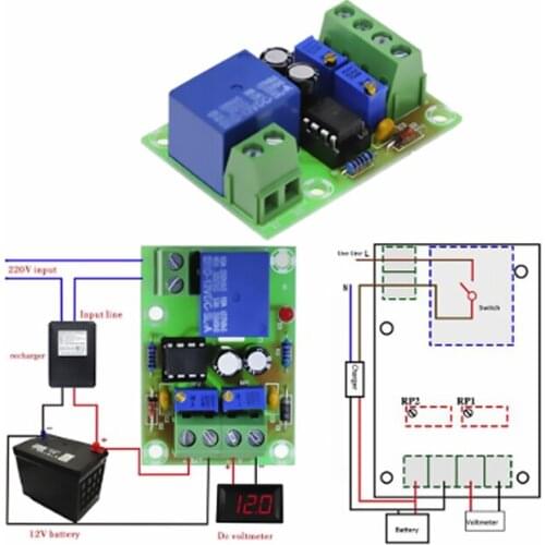 XH-M601 Battery Charging Control Board 12V Intelligent Charger Power Supply Control Module Panel Automatic Charging/Stop Switch
