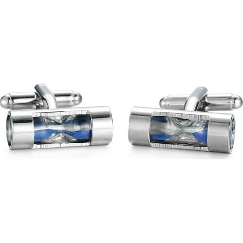 Hot Selling Business blue hourglass Cufflinks For Mens Brand Jewelry High Quality Classic old timer Cuff links Wedding cuffs