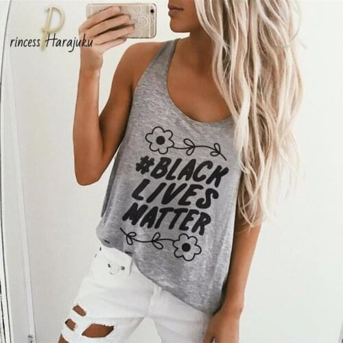 Black Lives Matter New Tank Tops Womens Tee Shirt Female Casual Loose O-neck Sexy Gray Camisole Sleeveless Plus Size Ladies
