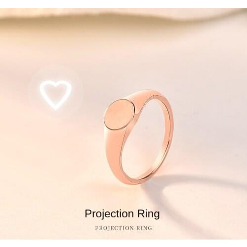 Adele Black Technology Light Projection Love Heart S925 Sterling Silver Ring Women