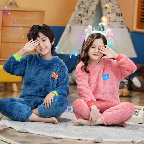 Winter Baby Boys Girls Pajamas Children Flannel Warm Pyjamas Kids Cartoon Pijamas Teenager Girl Clothes Sets For 2-12 Years