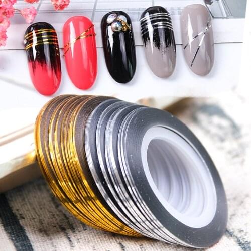 0.5mm Gold Silver Striping Tape Line Stickers for Nails Storage Container Manicure Adhesive Nail Art Decorations Tools GL1009