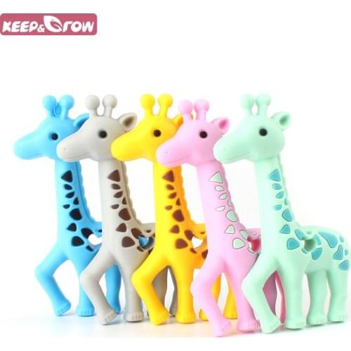 Keep&Grow 1Pc Giraffe Silicone Teether BPA Free Baby Teethers Deer Shaped Baby Teething Toys Food Grade Baby Nursing Mordedor